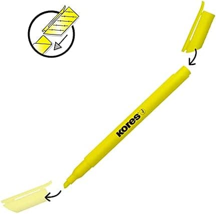 Kores High Liner Dünne gelbe strahlende Textmarker Stifte für Schul- und Büro, 12 Stück Packung,enameslerte Wassermischf