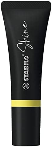 STABILO Shine Textmarker im Tubendesign - Einzelstift - Gelb - Eye-Catching Design für Büro und Schule - 12 cm