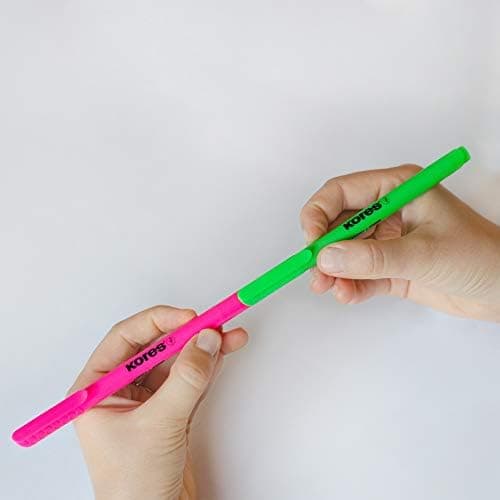 Kores High Liner Dünne gelbe strahlende Textmarker Stifte für Schul- und Büro, 12 Stück Packung,enameslerte Wassermischf