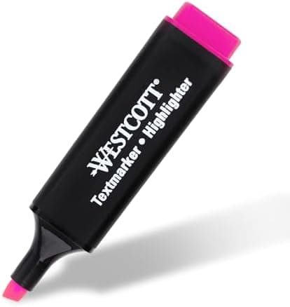 Westcott Textmarker E-743687 00 | 10 Stück gelb | 10er Pack | Leuchtendes Gelb | 2-5 mm Strichstärke | Premium Tinte aus
