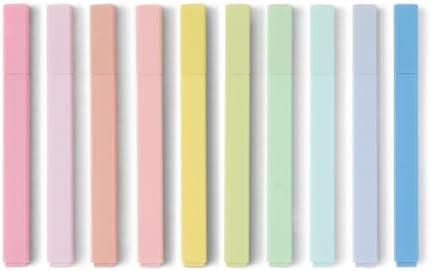 Amazon Basics Textmarker-Set, Pastellfarben, für Bibelseiten,Keilspitzen, 10 Stück, Global Recycled Standard