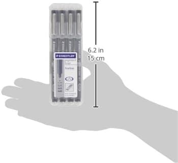 Staedtler Fineliner Schwarz, Set mit 6 Linienbreiten, hohe Qualität, Dokumentenecht, Montage, 308 SB6P
| Staedtler Pigm