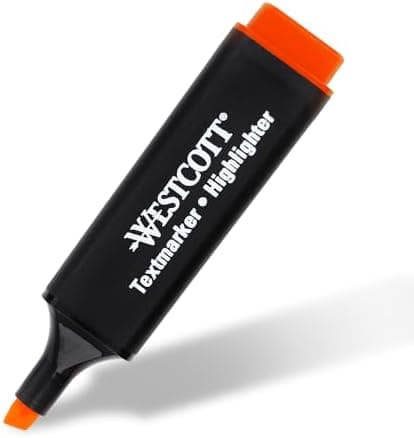 Westcott Textmarker E-743687 00 | 10 Stück gelb | 10er Pack | Leuchtendes Gelb | 2-5 mm Strichstärke | Premium Tinte aus