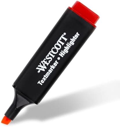 Westcott Textmarker E-743687 00 | 10 Stück gelb | 10er Pack | Leuchtendes Gelb | 2-5 mm Strichstärke | Premium Tinte aus