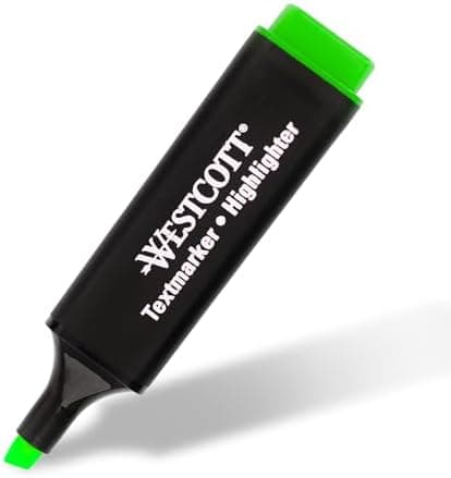 Westcott Textmarker E-743687 00 | 10 Stück gelb | 10er Pack | Leuchtendes Gelb | 2-5 mm Strichstärke | Premium Tinte aus