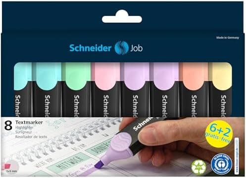 Schneider Job 150 Pastell Textmarker - aus recyceltem Kunststoff, ausgezeichnet mit Der blaue Engel - Sortiert in türki