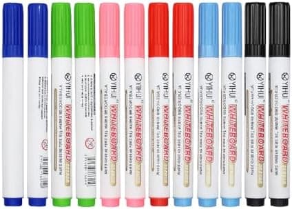 Whiteboard Marker Set, 6 Stück Stifte für Büro und Schule mit Abweschbarkeit und Magnetischhalter, ideal für Office und