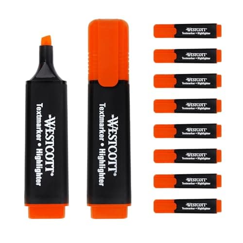 Westcott Textmarker E-743687 00 | 10 Stück gelb | 10er Pack | Leuchtendes Gelb | 2-5 mm Strichstärke | Premium Tinte aus