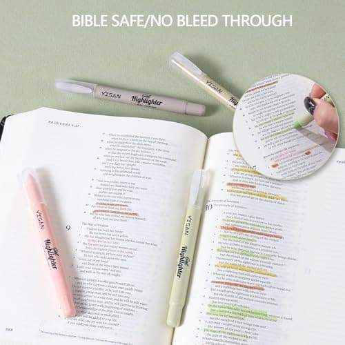 YISAN Bibel Textmarker – Highlighter Stifte für Bibelstudium - Farben: 8, Set: 70658
