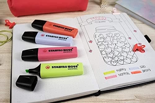 STABILO Textmarker BOSS ORIGINAL Pastel - 6er Pack - Pudriges Gelb, cremige Pfirsichfarbe, rosiges Rouge, Schimmer von L