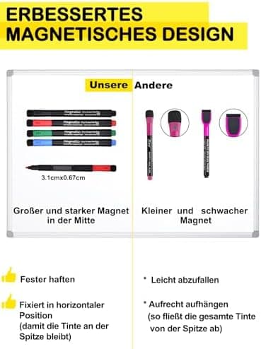 Magnetische Whiteboard Marker Weißwandstifte 12 Stücke Schwarz für Schule und Büro