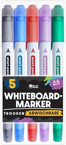 SmartPanda Whiteboard Marker – Abwischbare Stifte, Doppelspitze, Medium und Fein - Für Whiteboard, Folien, Geschäftsbesp