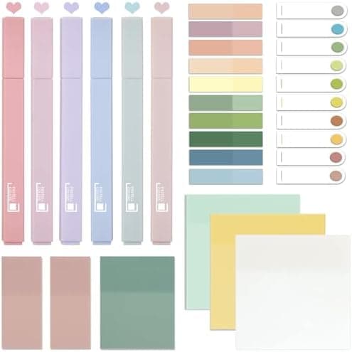 700 Transparente Haftnotizen for Buch-Annotieren, Pastell Highlighter Pen Set No Bleed Dry Fast,Perfect for Bibel-Tabs