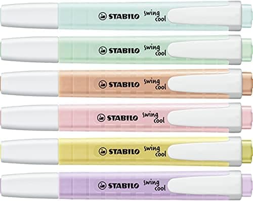 STABILO Textmarker swing cool Pastel - Für Kinder - Schulzubehör -InstanceOf - 6er Pack - Blister