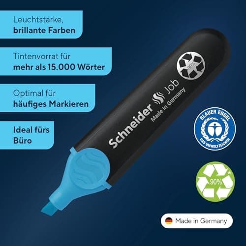 Schneider Job 150 Pastell Textmarker - recycelter Kunststoff, Der blaue Engel ausgezeichnet, 10er Pack rosé