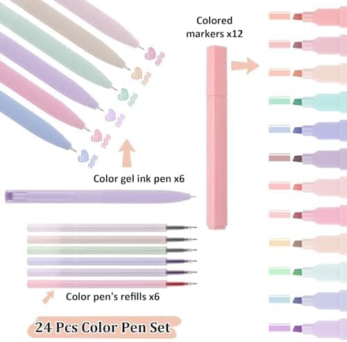 Textmarker Pastell Set 24 Stück - Aesthetic Stifte für Schule und Büro
| Highlighter Pen Marker Pastell Assorted Farben