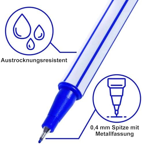 10x Fineliner Schwarz für Precises Schreiben und Zeichnen im Büro und zu Hause
| 10x Metallgefaserte Fineliner mit fein
