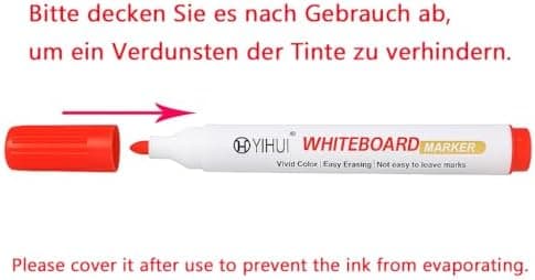 Whiteboard Marker Set, 6 Stück Stifte für Büro und Schule mit Abweschbarkeit und Magnetischhalter, ideal für Office und
