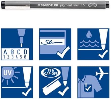 Staedtler Fineliner Schwarz, Set mit 6 Linienbreiten, hohe Qualität, Dokumentenecht, Montage, 308 SB6P
| Staedtler Pigm