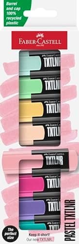 Faber-Castell 154218 Textmarker Set TXTLNR - 8 Pastell Marker für Kinder und Erwachsene | Dichte Farbgebung, Portabel De