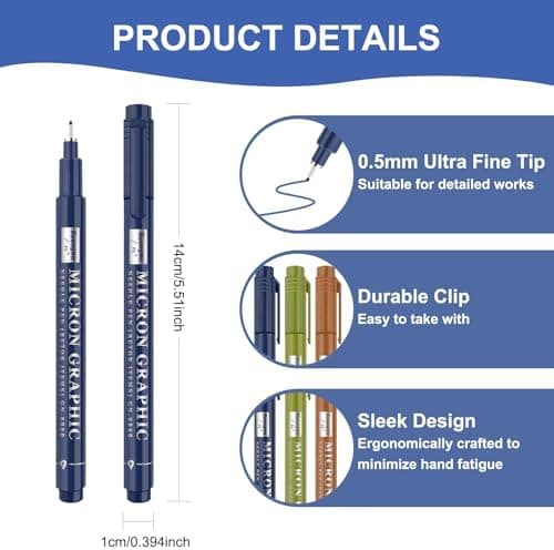 Funnasting 12 Farben Retro Feinliner Set 0.5mm für Handlettering und Zeichnen Art Supplies