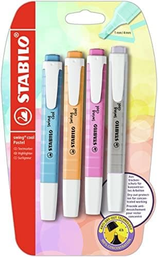 STABILO Textmarker swing cool Pastel für Kinder - Schulzweck - 14er Pack - Unenschädliche Farben - Schulbuch UV-Unterstr