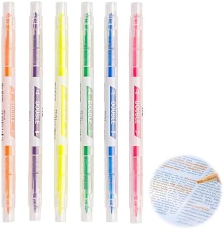 6 PCS Dual Tips Textmarker für Hervorheben in der Schule und im Büro
| Doppelseitige Textmarker Stifte für Tagebücher u