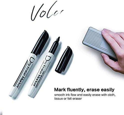 Volcanics Whiteboard Marker Stifte - Rundspitze - Abwischbar - Trocken Rückstandsfrei - Schwarz - 36er Set