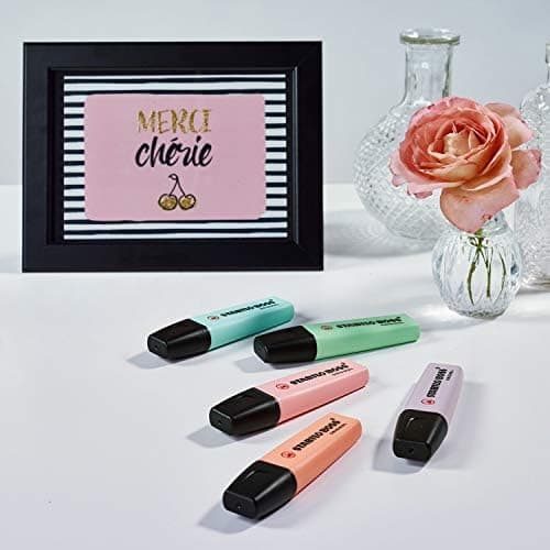 STABILO Textmarker BOSS ORIGINAL Pastel - 6er Pack - Pudriges Gelb, cremige Pfirsichfarbe, rosiges Rouge, Schimmer von L