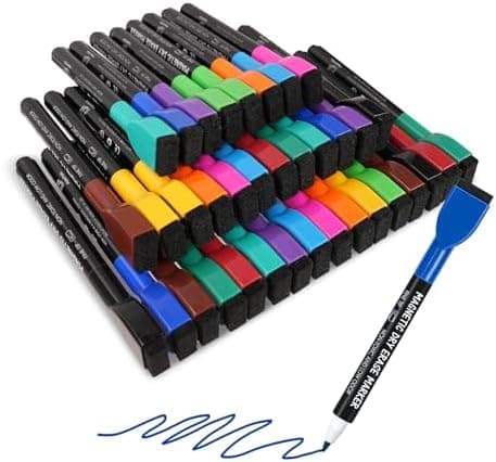Maxtek Magnetische Whiteboard Marker - 12 Farben, abwischbar, Feinspitze 1-2 mm, für Zuhause, Schule & Büro (12 Stück) G