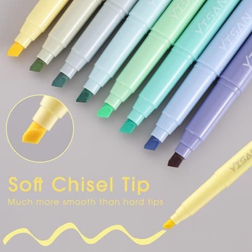 YISAN Pastell Textmarker Set für Bibelmarker, Ausmalen für dünne Papiere, 70269 - Pastell Marker für Bibellektoren und A