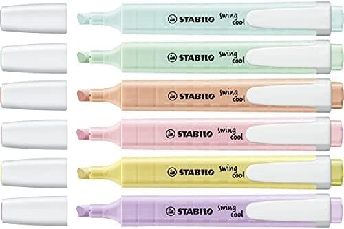 STABILO Textmarker swing cool Pastel - Für Kinder - Schulzubehör -InstanceOf - 6er Pack - Blister