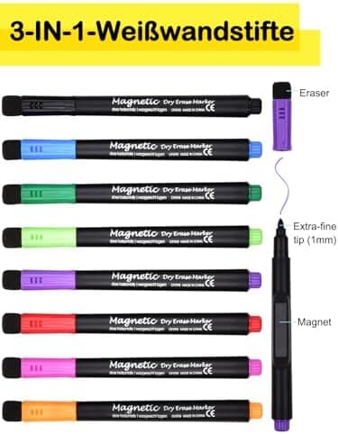 Magnetische Whiteboard Marker Weißwandstifte 12 Stücke Schwarz für Schule und Büro