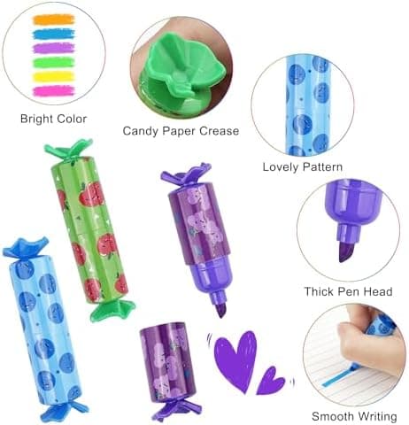 24 Stück Mini Textmarker Set, Glitzer Textmarker, Kinder Lustig
| 24 Stück Mini Highlighter Pen, Bonbon Leuchtmarker, K