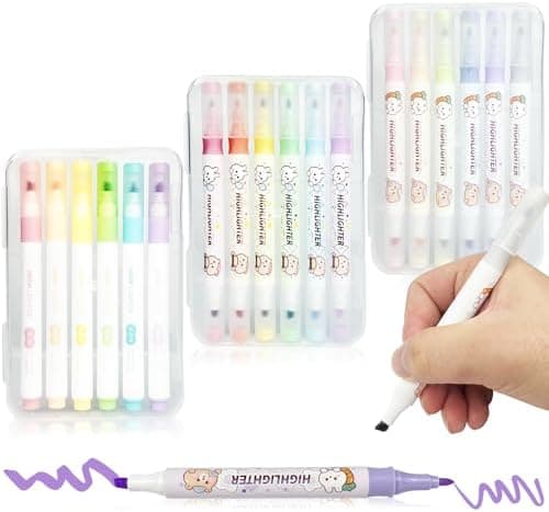 18 Pastell Textmarker Leuchtstift Mit Zwei Spitzen, MeißEl Und Fine Highlighter Pen Für Journaling und Schulzubehör, 60m