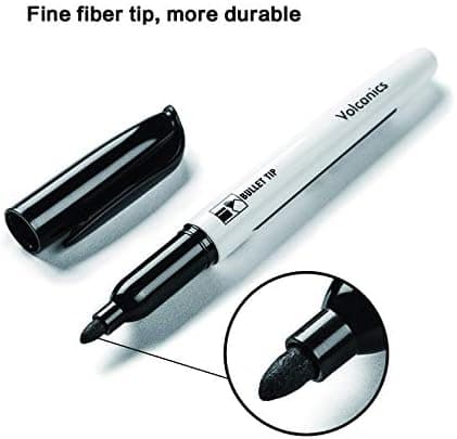 Volcanics Whiteboard Marker Stifte - Rundspitze - Abwischbar - Trocken Rückstandsfrei - Schwarz - 36er Set