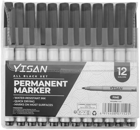 YISANPermanentMarkerFein1mmSchwarz12Wasserfest71525
| YISAN 1mm Permanentstift Schwarz 12 Stück Wasserfeste Filzstifte