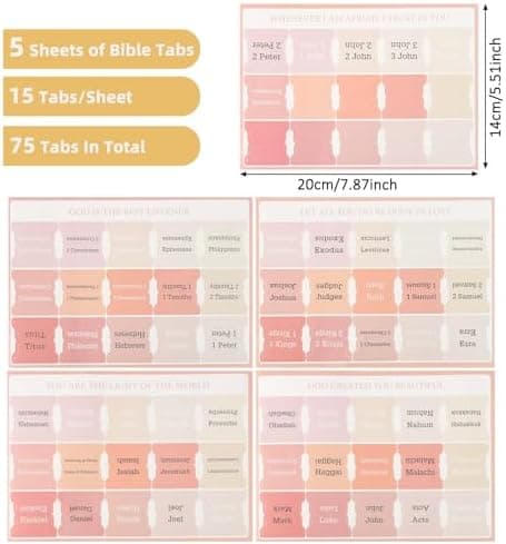 75 Stück Rosa Grau Bible Tabs, einfacher Bible Zubehör für Frauen und Männer bei der Bibelstudie - Bible Register für ei