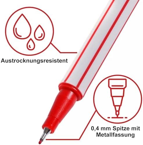 10x Fineliner Schwarz für Precises Schreiben und Zeichnen im Büro und zu Hause
| 10x Metallgefaserte Fineliner mit fein
