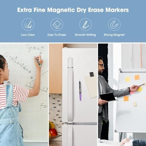 YISAN Magnetische Whiteboard Stifte 0,7 mm Extra Feine mit Radiergummis für Whiteboard 12 Farben Geringer Geruch 70566