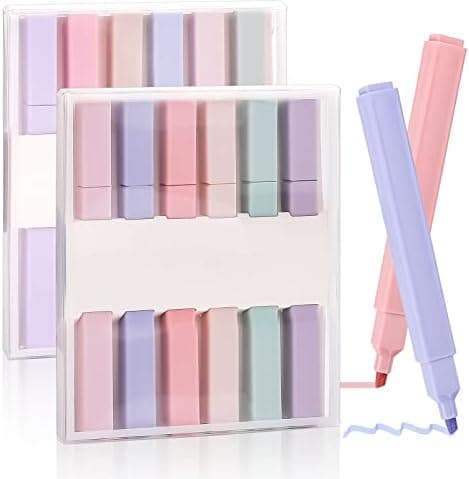 Pastell Textmarker Set für Tagebuch und Notizbuch - Aesthetic Marker Stifte 12 Stück Highlighter Pen
| Pastell Highligh