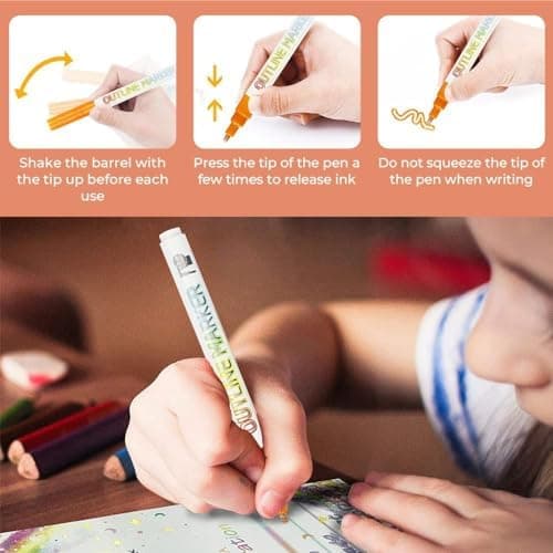 Permanent Paint Marker Stifte Set 12PCS für DIY & Basteln
| 2-in-1 Schimmernde Dual-Line Metallic Marker für Schule & K
