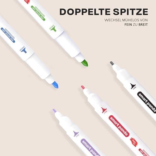 SmartPanda Whiteboard Marker – Abwischbare Stifte, Doppelspitze, Medium und Fein - Für Whiteboard, Folien, Geschäftsbesp