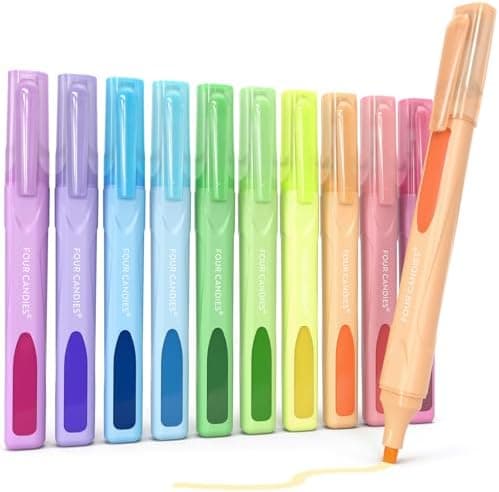 Four Candies Pastell Textmarker für Kinder im Alter von 3 bis 10 Jahren im/Instructionen für dein Home Office und School