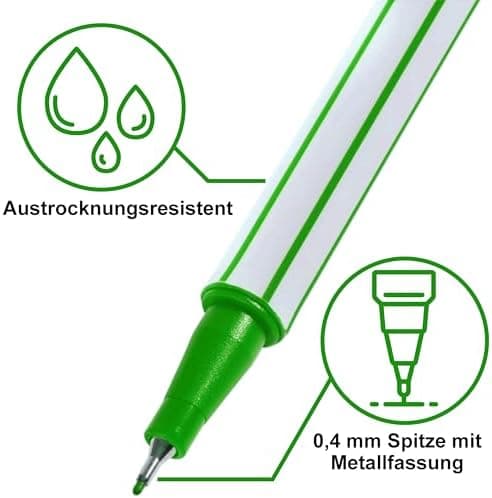 10x Fineliner Schwarz für Precises Schreiben und Zeichnen im Büro und zu Hause
| 10x Metallgefaserte Fineliner mit fein