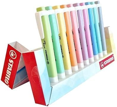 STABILO Textmarker swing cool Pastel für Kinder - Schulzweck - 14er Pack - Unenschädliche Farben - Schulbuch UV-Unterstr
