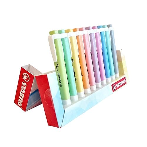 STABILO Textmarker swing cool Pastel für Kinder - Schulzweck - 14er Pack - Unenschädliche Farben - Schulbuch UV-Unterstr