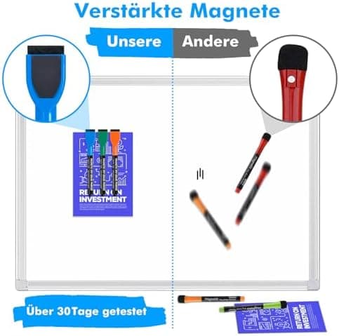 Maxtek Magnetische Whiteboard Marker - 12 Farben, abwischbar, Feinspitze 1-2 mm, für Zuhause, Schule & Büro (12 Stück) G