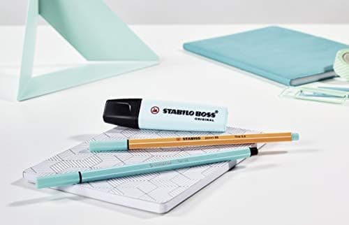 STABILO Textmarker BOSS ORIGINAL Pastel - 6er Pack - Pudriges Gelb, cremige Pfirsichfarbe, rosiges Rouge, Schimmer von L