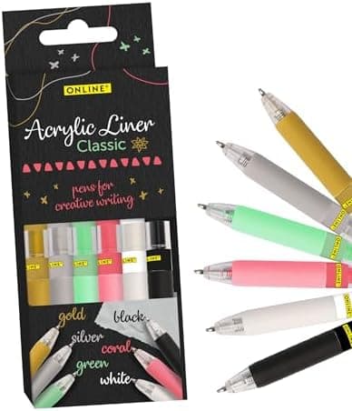 Online 5x Fineliner Schwarz wasserbeständig | mit Brush Pen und Kalligrafie-Spitze | Black Handlettering-Set | Tuschesti